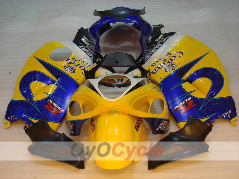 Kit de carenado por inyección para GSXR1300 Hayabusa 99-07 - Amarillo, Azul - Corona, MOTUL #OYO87902651