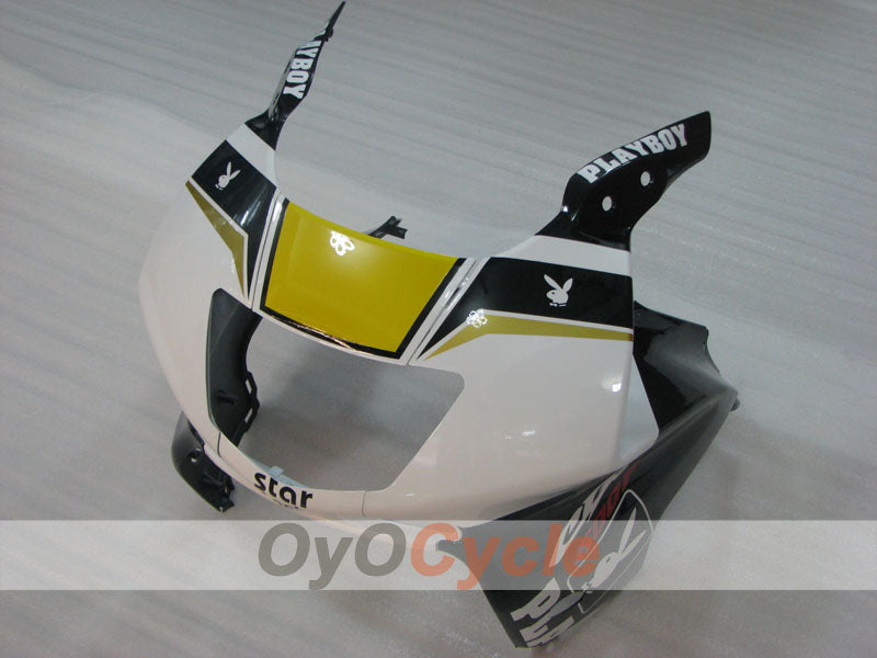 Kit de carenado por inyección para CBR600F3 97-98 - Blanco, Negro - PlayBoy #OYO87904802