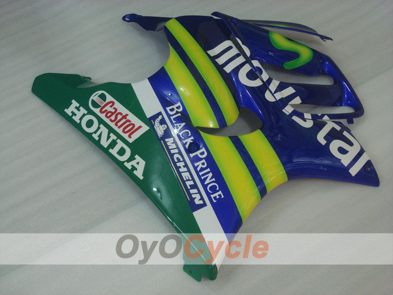Kit de carenado de inyección para CBR600F3 95-96 - Amarillo, Azul - Castrol, Movistar #OYO87900023