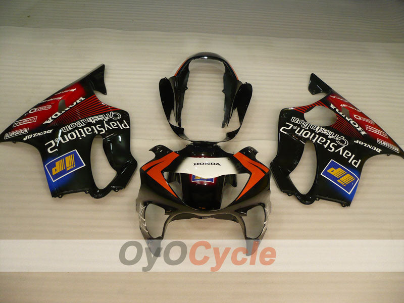 Kit de carenado por inyección para CBR600F4 99-00 - Rojo, Negro - DUNLOP, Play Station #OYO87900138