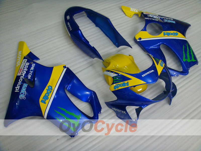 Kit de carenado de inyección para CBR600F4 99-00 - Amarillo, Azul - Monster, MOTUL #OYO87904844
