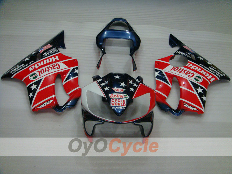 Kit de carenado por inyección para CBR600F4i 04-07 - Rojo, Azul - Castrol #OYO87904851