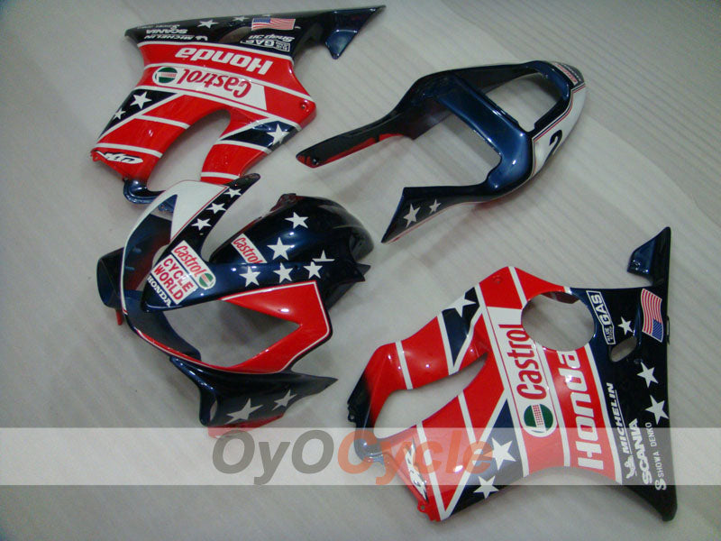 Kit de carenado por inyección para CBR600F4i 04-07 - Rojo, Azul - Castrol #OYO87904851