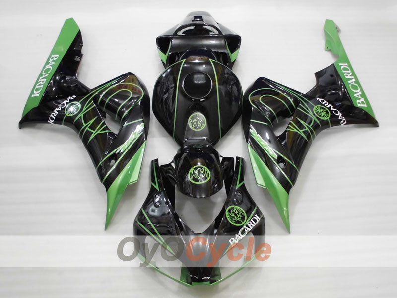 Kit de carenado por inyección para CBR1000RR 06-07 - Verde, Negro - BACARDI #OYO87904974