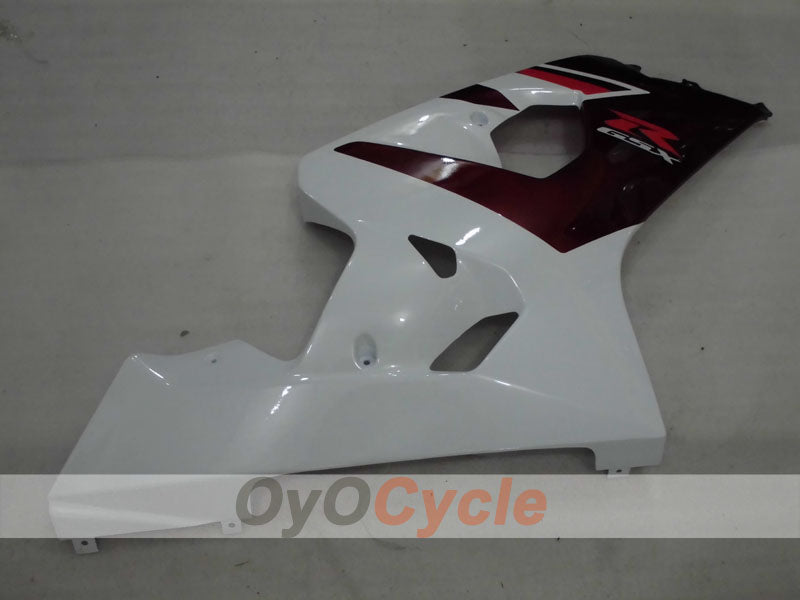 Kit de carenado por inyección para GSX R750 04-05 - Color Vino Tinto, Blanco - Estilo de Fábrica #OYO87905275