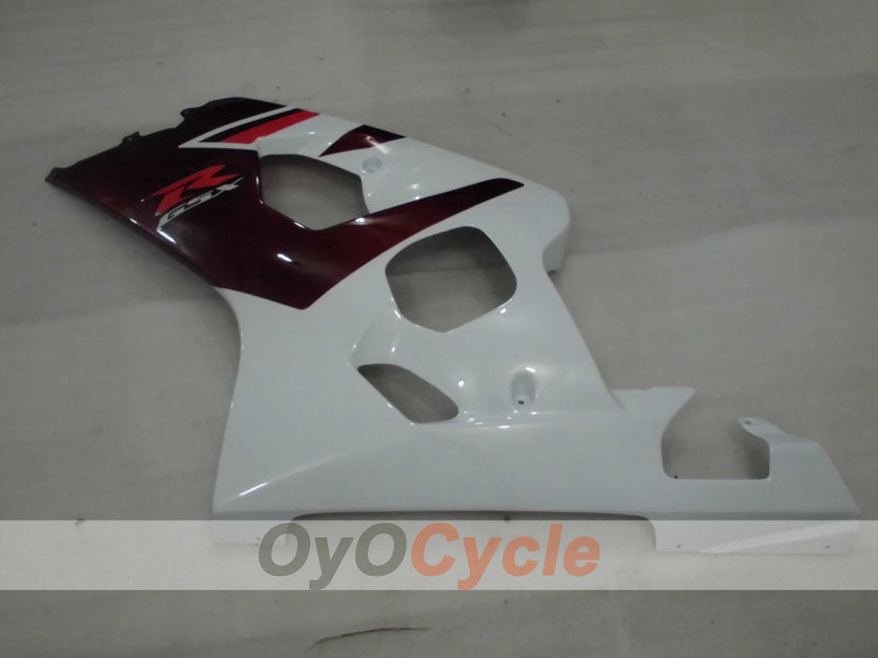Kit de carenado por inyección para GSX R750 04-05 - Color Vino Tinto, Blanco - Estilo de Fábrica #OYO87905275