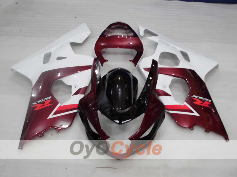 Kit de carenado por inyección para GSXR600 04-05 - Color Rojo Vino, Blanco - Estilo de fábrica #OYO87905238