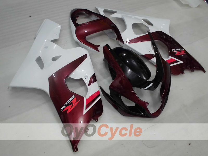 Kit de carenado por inyección para GSX R750 04-05 - Color Vino Tinto, Blanco - Estilo de Fábrica #OYO87905275