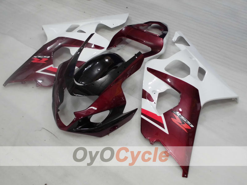 Kit de carenado por inyección para GSXR600 04-05 - Color Rojo Vino, Blanco - Estilo de fábrica #OYO87905238