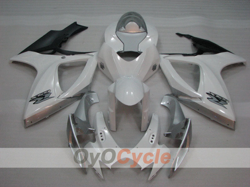 Kit de carenado por inyección para GSX R600 06-07 - Blanco, Plateado - Estilo de fábrica #OYO87905308