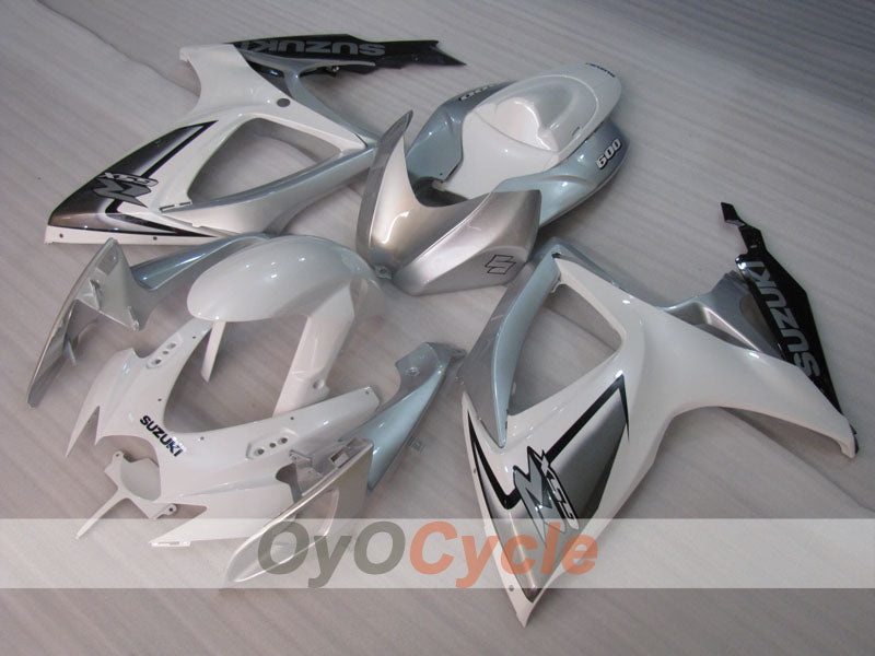 Kit de carenado por inyección para GSX R600 06-07 - Blanco, Plateado - Estilo de fábrica #OYO87905321