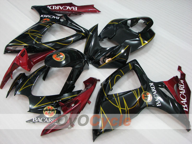 Kit de carenado por inyección para GSX R600 06-07 - Negro, Fucsia - BACARDI #OYO87905324