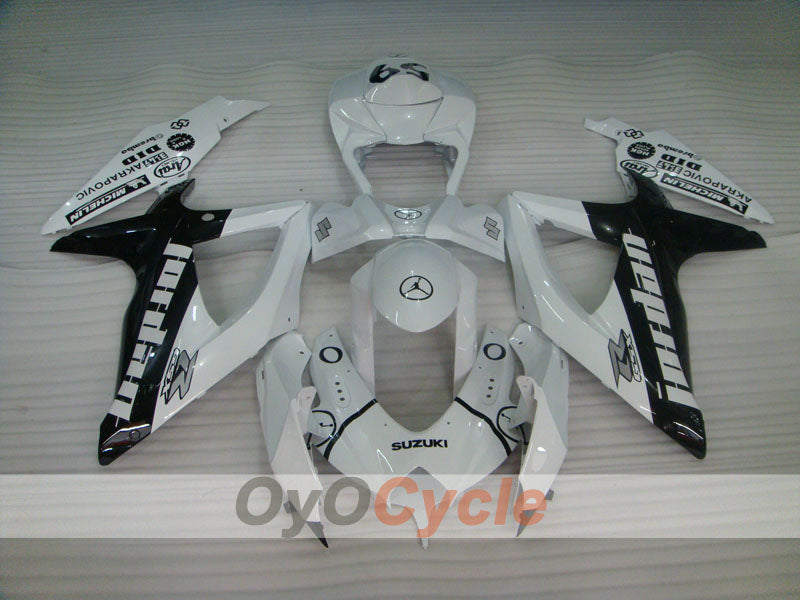 Kit de carenado por inyección para GSX R600 08-10 - Blanco, Negro - Jordan #OYO87905390