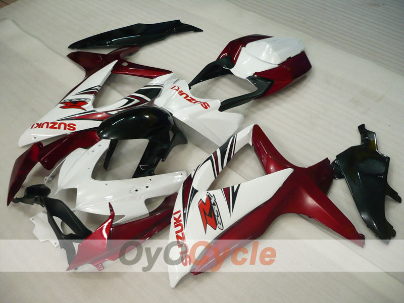 Kit de carenado de inyección para GSX R750 08-10 - Color rojo vino, blanco - Estilo de fábrica #OYO87905437