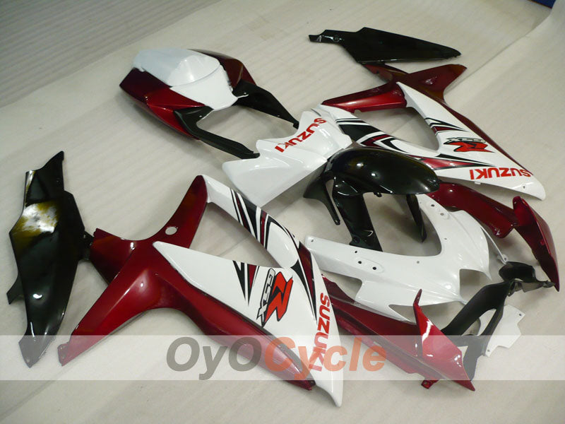Kit de carenado de inyección para GSX R750 08-10 - Color rojo vino, blanco - Estilo de fábrica #OYO87905437