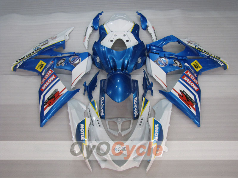 Kit de carenado por inyección para GSX R1000 09-16 - Azul, Blanco - DUNLOP, MOTUL #OYO87905548