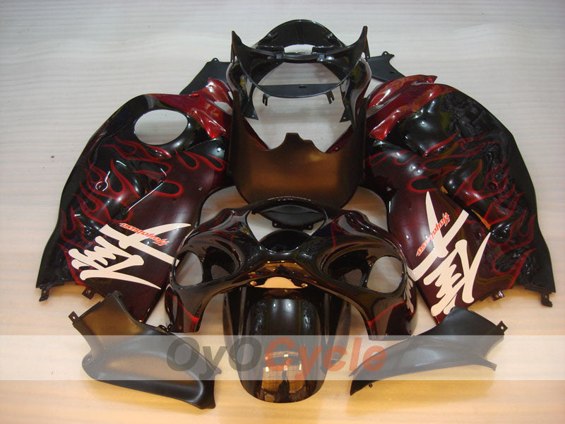 Kit de carenado de inyección para GSXR1300 Hayabusa 99-07 - Rojo, Negro - Llama #OYO87905615
