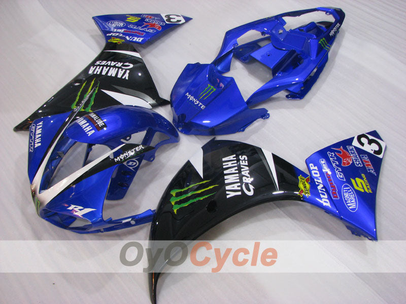 Carenado moldeado por inyección para YZF-R1 09-11 - Azul, Negro - Monster #OYO87905708 Imagen secundaria del producto