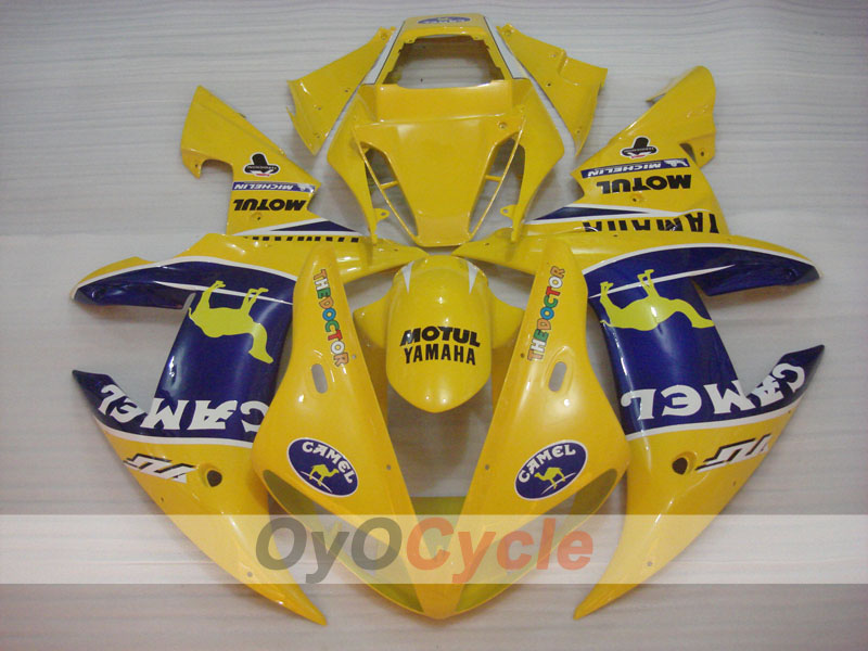 Kit de carenado por inyección para YZF-R1 02-03 - Amarillo, Azul - Camel, MOTUL #OYO87905764