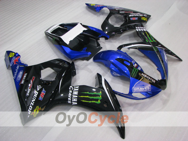 Kit de carenado por inyección para YZF-R6 03-04 - Azul, Negro - Monster #OYO87905792