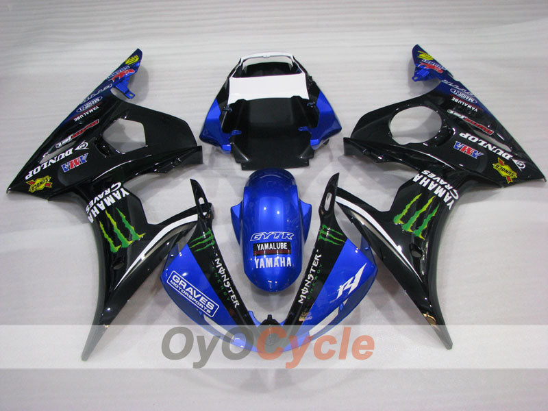 Carenado moldeado por inyección para YZF-R6 05 - Azul, Negro - Monster #OYO87905836