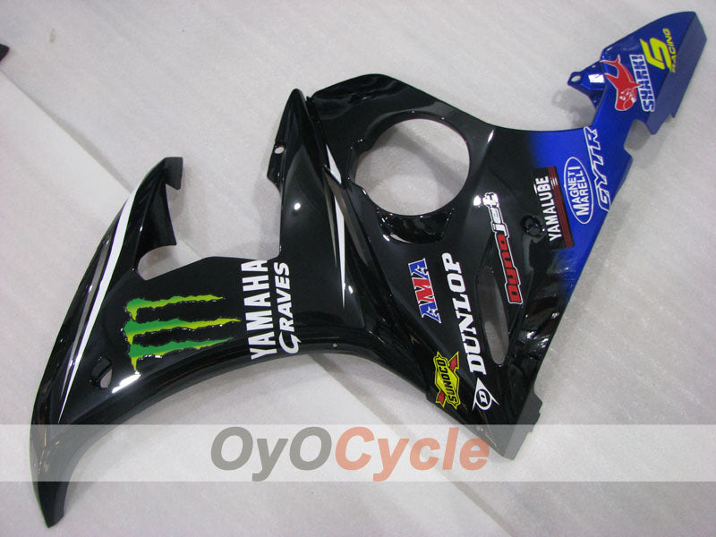 Kit de carenado por inyección para YZF-R6 03-04 - Azul, Negro - Monster #OYO87905792