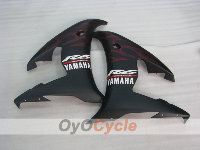 Kit de carenado por inyección para YZF-R6 05 - Rojo, Negro, Mate - Llama #OYO87905856