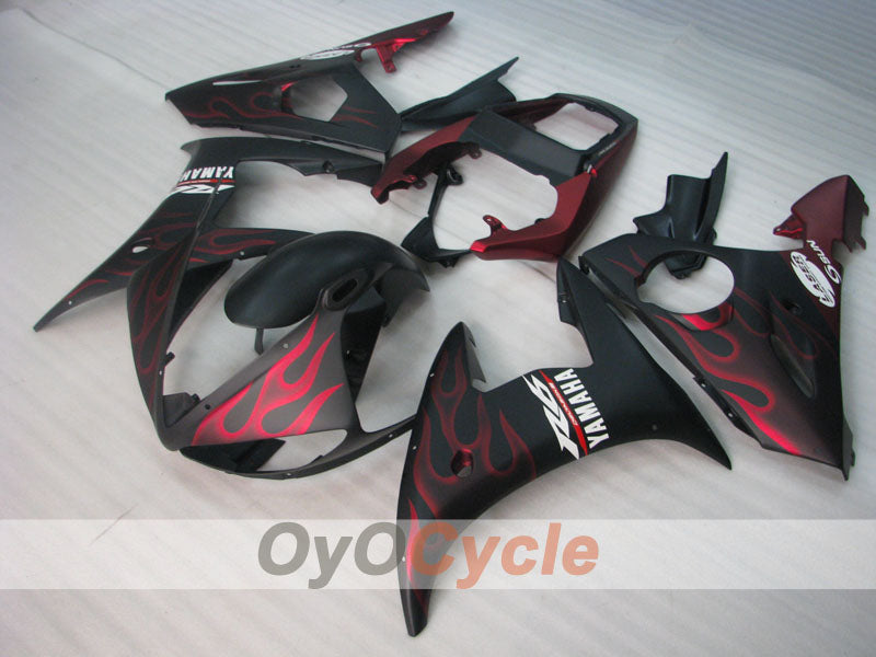Kit de carenado por inyección para YZF-R6 03-04 - Rojo, Negro, Mate - Llama #OYO87905812