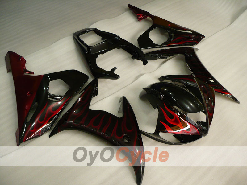 Kit de carenado por inyección para YZF-R6 03-04 - Rojo, Negro - Llama #OYO87905826