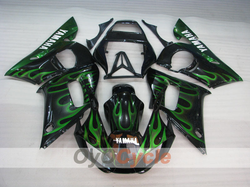 Carenado de inyección para YZF-R6 98-02 - Verde, Negro - Llama #OYO87905977