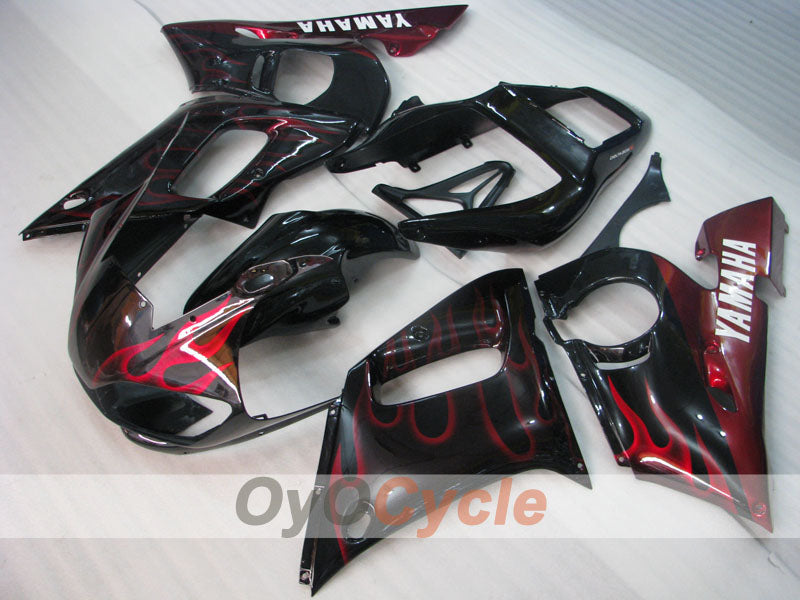 Kit de carenado de inyección para YZF-R6 98-02 - Rojo, Negro - Llama #OYO87905995