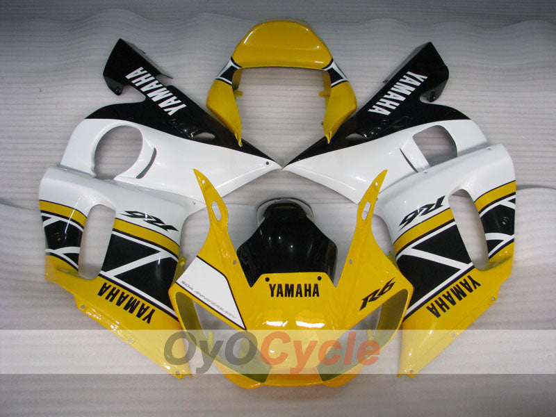 Kit de carenado por inyección para YZF-R6 98-02 - Amarillo, Blanco - Estilo de fábrica #OYO87906013