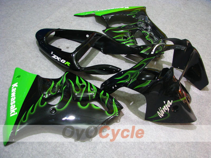 Kit de carenado por inyección para NINJA ZX-6R 00-02 - Verde, Negro - Llama #OYO87906025 Imagen principal del producto