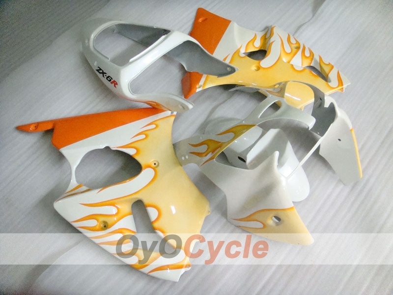 Kit de carenado por inyección para NINJA ZX-6R 00-02 - Naranja, Blanco - Llama #OYO87906030 Imagen principal del producto