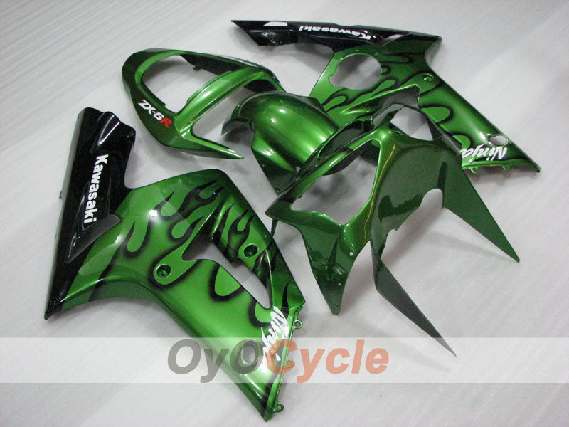 Carenado de inyección para NINJA ZX-6R 03-04 - Verde, Negro - Llama #OYO87906038 Imagen principal del producto
