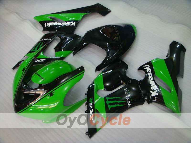 Carenado de inyección para NINJA ZX-6R 05-06 - Verde, Negro - Monster #OYO87906052