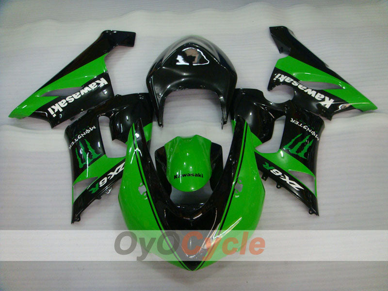 Carenado de inyección para NINJA ZX-6R 05-06 - Verde, Negro - Monster #OYO87906052