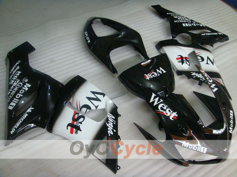 Kit de carenado de inyección para NINJA ZX-6R 05-06 - Blanco, Negro - Oeste #OYO87906055 Imagen principal del producto