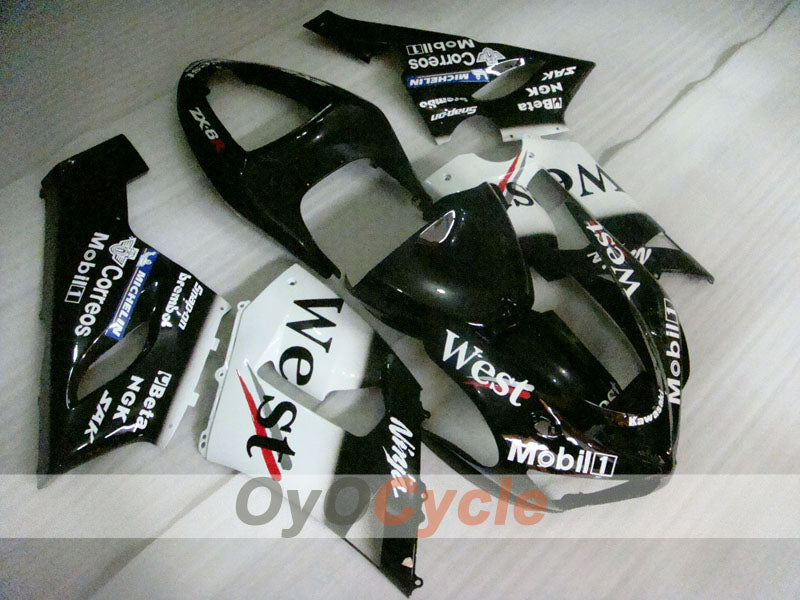 Kit de carenado por inyección para NINJA ZX-6R 05-06 - Blanco, Negro - Oeste #OYO87906056 Imagen principal del producto
