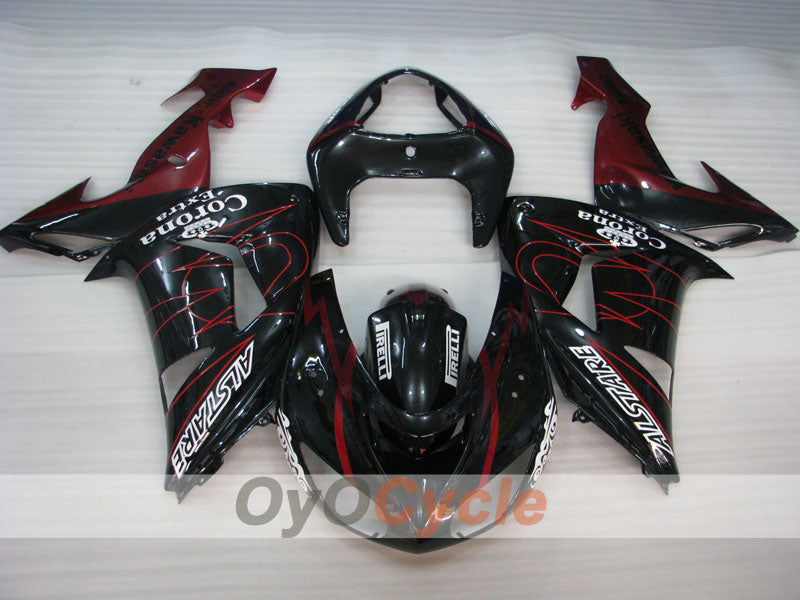 Kit de carenado por inyección para NINJA ZX-10R 06-07 - Color rojo vino, negro - Corona #OYO87906094 Imagen secundaria del producto