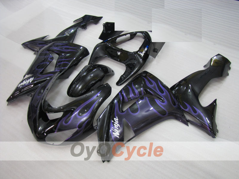 Kit de carenado por inyección para NINJA ZX-10R 06-07 - Morado, Negro - Llama #OYO87906096