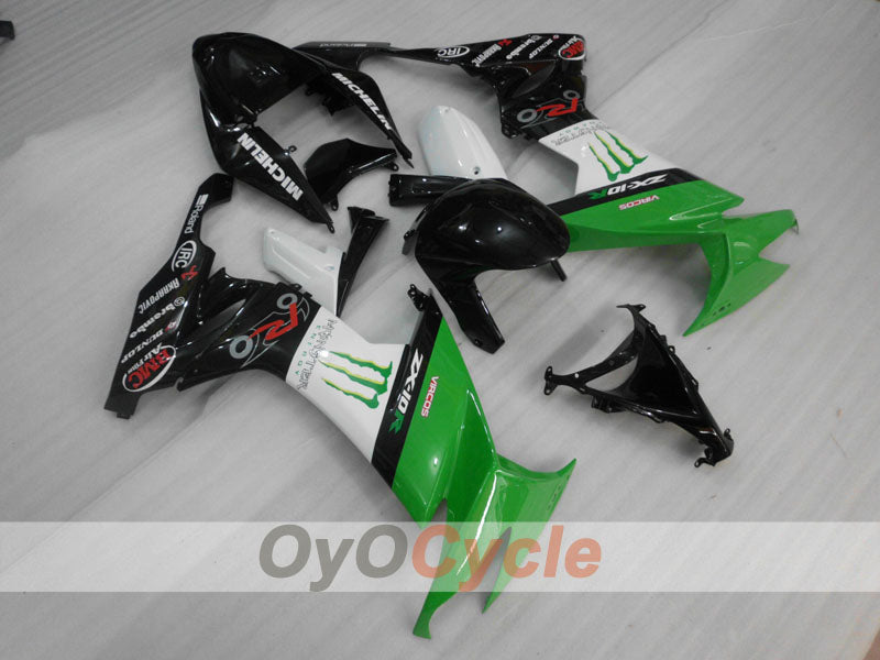 Carenado por inyección para NINJA ZX-10R 08-10 - Verde, Blanco, Negro - Monster #OYO87906104 Imagen principal del producto