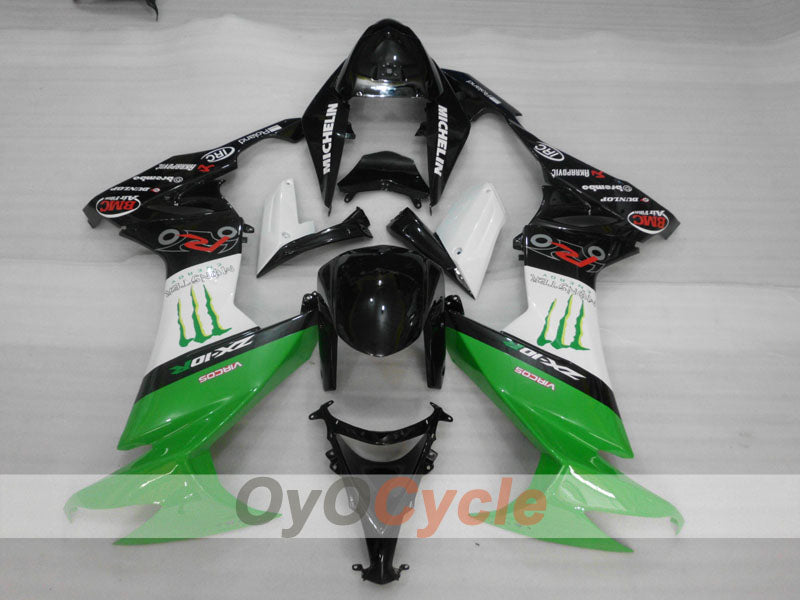 Carenado por inyección para NINJA ZX-10R 08-10 - Verde, Blanco, Negro - Monster #OYO87906104 Imagen secundaria del producto