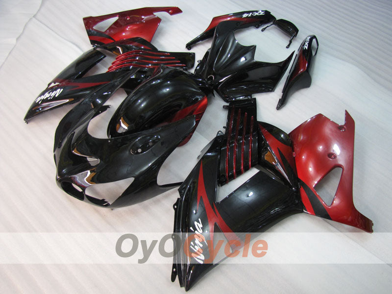 Carenado de inyección para NINJA ZX-14R 06-11 - Color Rojo Vino, Negro - Estilo de fábrica #OYO87906126