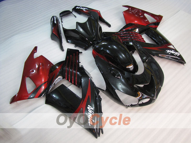 Carenado de inyección para NINJA ZX-14R 06-11 - Color Rojo Vino, Negro - Estilo de fábrica #OYO87906126