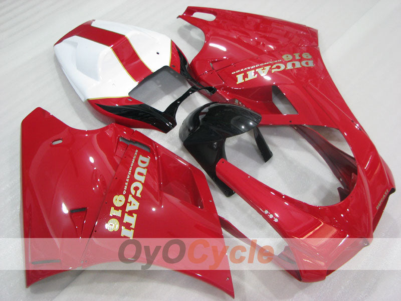 Kit de carenado por inyección para Ducati 916 de 94-98 - Rojo, Blanco - Estilo de fábrica #OYO87906175
