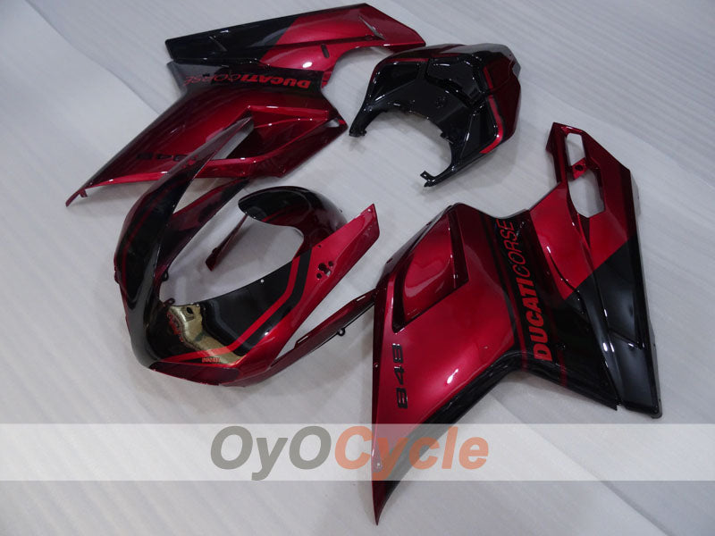 Kit de carenado por inyección para Ducati 848 08-13 - Color Vino Tinto, Negro - Estilo de Fábrica #OYO87906205