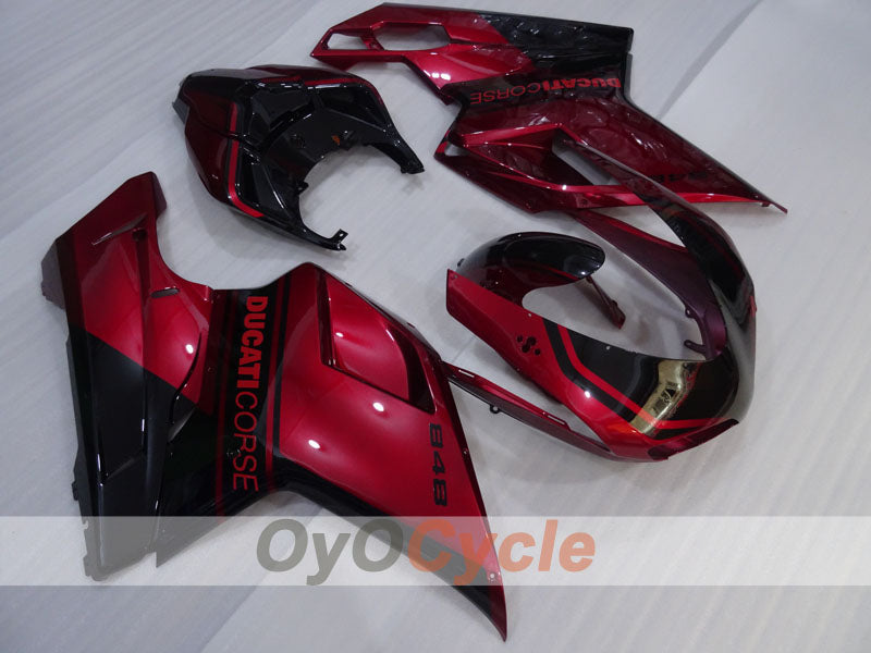 Kit de carenado por inyección para Ducati 848 08-13 - Color Vino Tinto, Negro - Estilo de Fábrica #OYO87906205