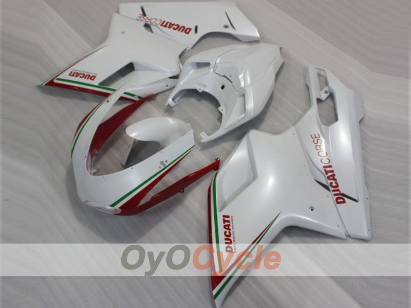 Kit de Carenado por Inyección para Ducati 848 08-13 - Rojo, Blanco - Estilo de Fábrica #OYO87906209