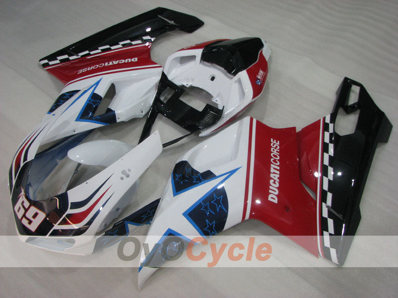 Kit de carenado por inyección para Ducati 848 08-13 - Rojo, Blanco - Xerox #OYO87906218